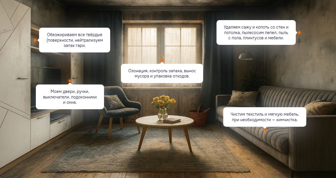 Уборка помещений после пожара