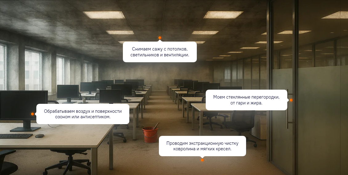 Уборка офисов после пожара